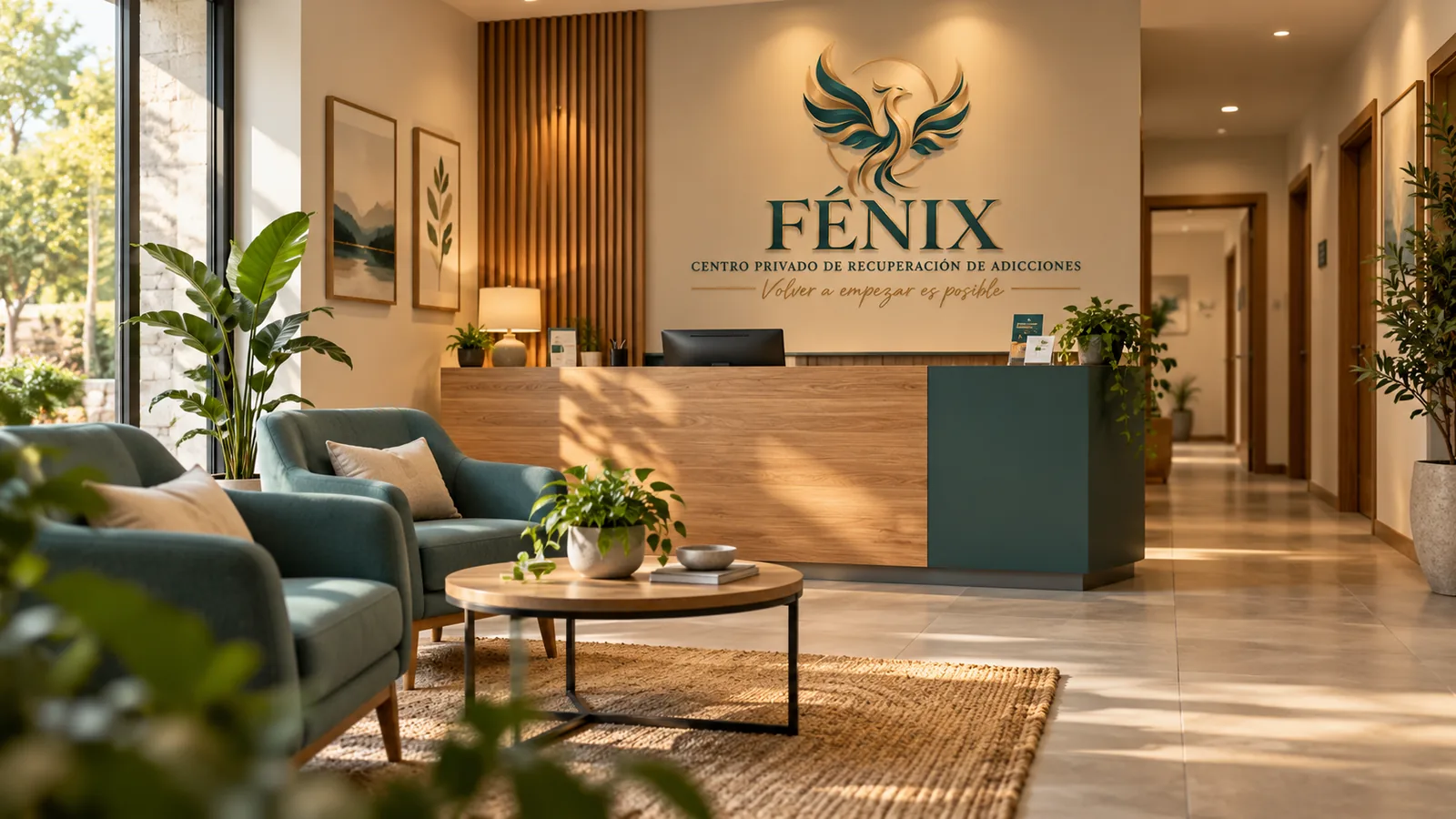 Recepción luminosa y profesional de un centro de atención